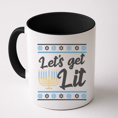 Funny Ugly Hanukkah Lets Get Lit Menorah Mug