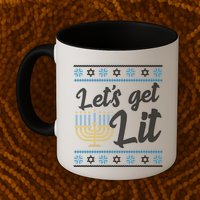 Funny Ugly Hanukkah Lets Get Lit Menorah Mug