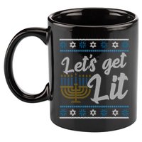 Funny Ugly Hanukkah Lets Get Lit Menorah 11oz C Handle Ceramic Mug