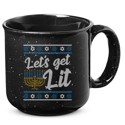Funny Ugly Hanukkah Lets Get Lit Menorah 15oz Campfire Ceramic Mug