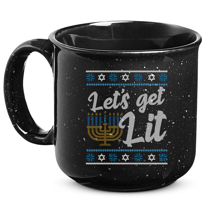 Funny Ugly Hanukkah Lets Get Lit Menorah 15oz Campfire Ceramic Mug