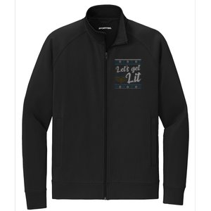 Funny Ugly Hanukkah Lets Get Lit Menorah Stretch Full-Zip Cadet Jacket