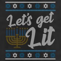 Funny Ugly Hanukkah Lets Get Lit Menorah Microfiber Hand Towel