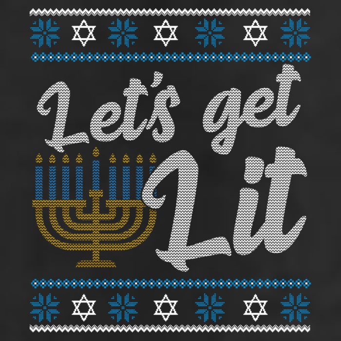 Funny Ugly Hanukkah Lets Get Lit Menorah Microfiber Hand Towel
