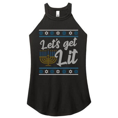 Funny Ugly Hanukkah Lets Get Lit Menorah Women's Perfect Tri Rocker Tank
