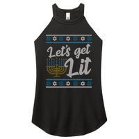 Funny Ugly Hanukkah Lets Get Lit Menorah Women's Perfect Tri Rocker Tank