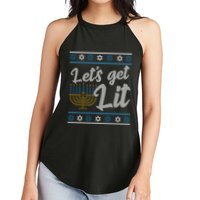 Funny Ugly Hanukkah Lets Get Lit Menorah Women's Perfect Tri Rocker Tank
