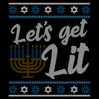 Funny Ugly Hanukkah Lets Get Lit Menorah Wool Snapback Cap