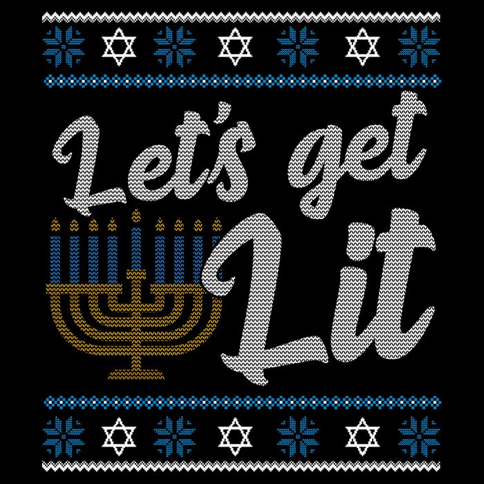 Funny Ugly Hanukkah Lets Get Lit Menorah Wool Snapback Cap
