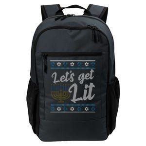 Funny Ugly Hanukkah Lets Get Lit Menorah Daily Commute Backpack