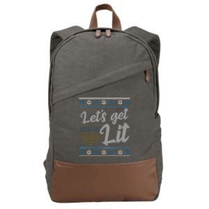 Funny Ugly Hanukkah Lets Get Lit Menorah Cotton Canvas Backpack