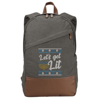 Funny Ugly Hanukkah Lets Get Lit Menorah Cotton Canvas Backpack