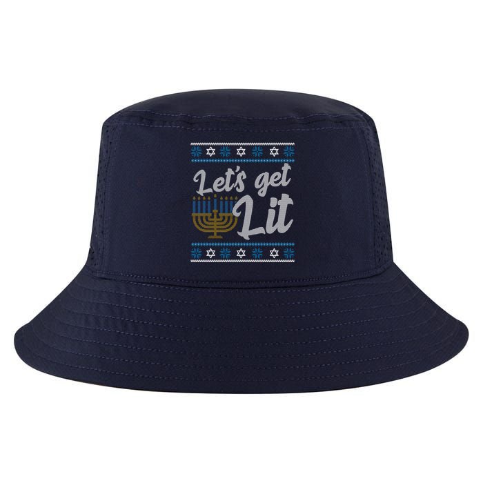 Funny Ugly Hanukkah Lets Get Lit Menorah Cool Comfort Performance Bucket Hat