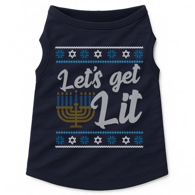 Funny Ugly Hanukkah Lets Get Lit Menorah Doggie Tank