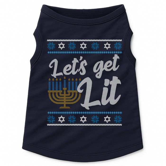 Funny Ugly Hanukkah Lets Get Lit Menorah Doggie Tank