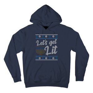 Funny Ugly Hanukkah Lets Get Lit Menorah Hoodie