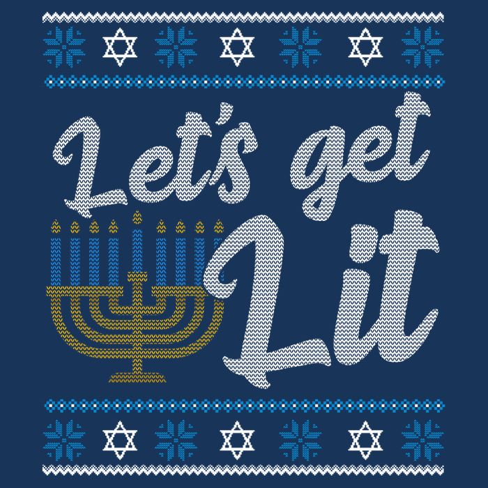 Funny Ugly Hanukkah Lets Get Lit Menorah Hoodie