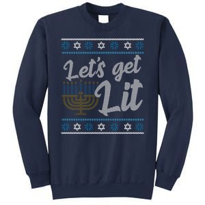 Funny Ugly Hanukkah Lets Get Lit Menorah Sweatshirt