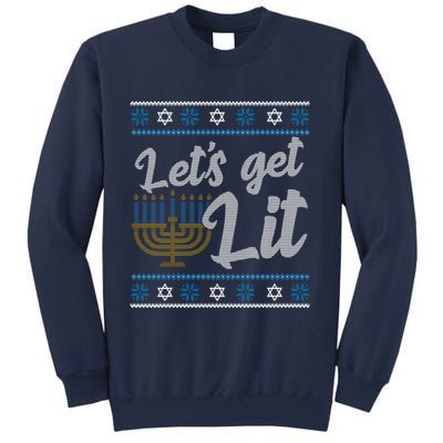 Funny Ugly Hanukkah Lets Get Lit Menorah Sweatshirt