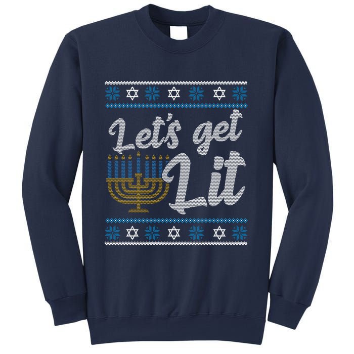 Funny Ugly Hanukkah Lets Get Lit Menorah Sweatshirt