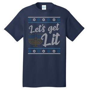 Funny Ugly Hanukkah Lets Get Lit Menorah Tall T-Shirt