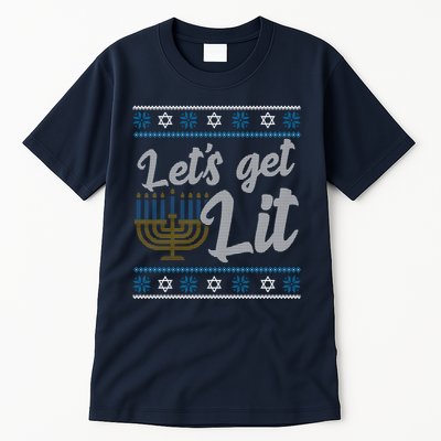 Funny Ugly Hanukkah Lets Get Lit Menorah Tall T-Shirt