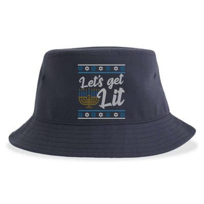 Funny Ugly Hanukkah Lets Get Lit Menorah Sustainable Bucket Hat