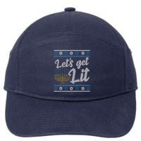 Funny Ugly Hanukkah Lets Get Lit Menorah 7-Panel Snapback Hat