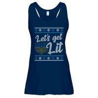 Funny Ugly Hanukkah Lets Get Lit Menorah Ladies Essential Flowy Tank
