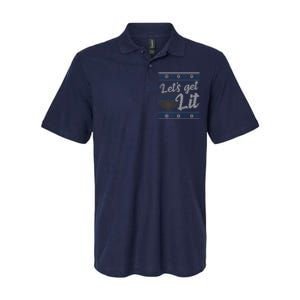 Funny Ugly Hanukkah Lets Get Lit Menorah Softstyle Adult Sport Polo