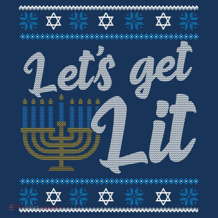 Funny Ugly Hanukkah Lets Get Lit Menorah Sustainable Beanie