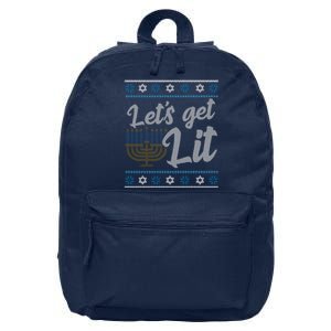 Funny Ugly Hanukkah Lets Get Lit Menorah 16 in Basic Backpack