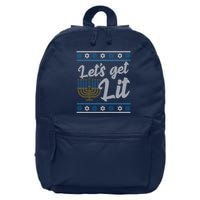 Funny Ugly Hanukkah Lets Get Lit Menorah 16 in Basic Backpack