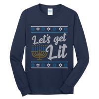 Funny Ugly Hanukkah Lets Get Lit Menorah Tall Long Sleeve T-Shirt