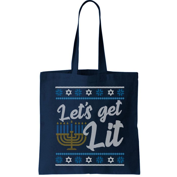 Funny Ugly Hanukkah Lets Get Lit Menorah Bag