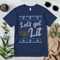 Funny Ugly Hanukkah Lets Get Lit Menorah Premium T-Shirt