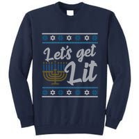 Funny Ugly Hanukkah Lets Get Lit Menorah Tall Sweatshirt
