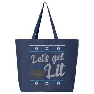 Funny Ugly Hanukkah Lets Get Lit Menorah 25L Jumbo Tote