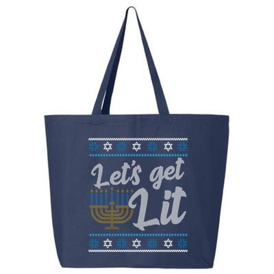 Funny Ugly Hanukkah Lets Get Lit Menorah 25L Jumbo Tote