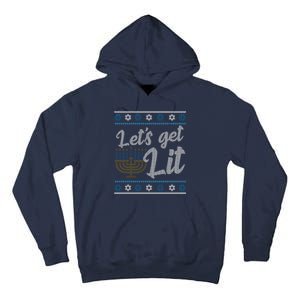 Funny Ugly Hanukkah Lets Get Lit Menorah Tall Hoodie