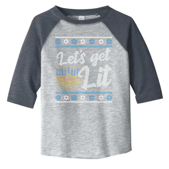 Funny Ugly Hanukkah Lets Get Lit Menorah Toddler Fine Jersey T-Shirt