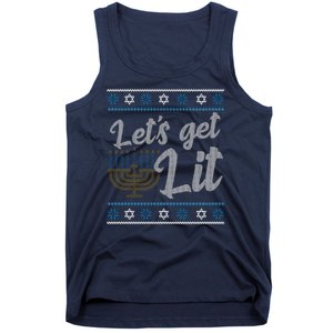 Funny Ugly Hanukkah Lets Get Lit Menorah Tank Top