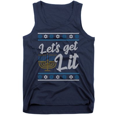 Funny Ugly Hanukkah Lets Get Lit Menorah Tank Top