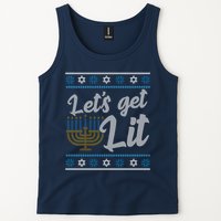 Funny Ugly Hanukkah Lets Get Lit Menorah Tank Top