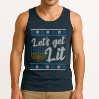 Funny Ugly Hanukkah Lets Get Lit Menorah Tank Top
