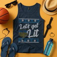 Funny Ugly Hanukkah Lets Get Lit Menorah Tank Top