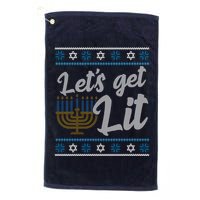 Funny Ugly Hanukkah Lets Get Lit Menorah Golf Towel