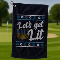 Funny Ugly Hanukkah Lets Get Lit Menorah Golf Towel