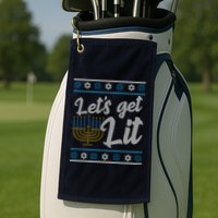 Funny Ugly Hanukkah Lets Get Lit Menorah Golf Towel