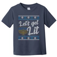 Funny Ugly Hanukkah Lets Get Lit Menorah Toddler T-Shirt